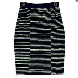 ALC Womens Black Green Striped Bodycon Skirt Sz Medium